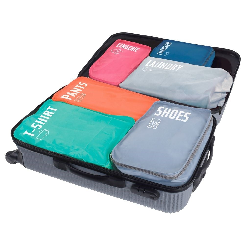 Practical and colorful suitcase organizers - 6 pieces