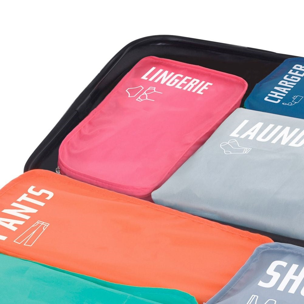 Practical and colorful suitcase organizers - 6 pieces