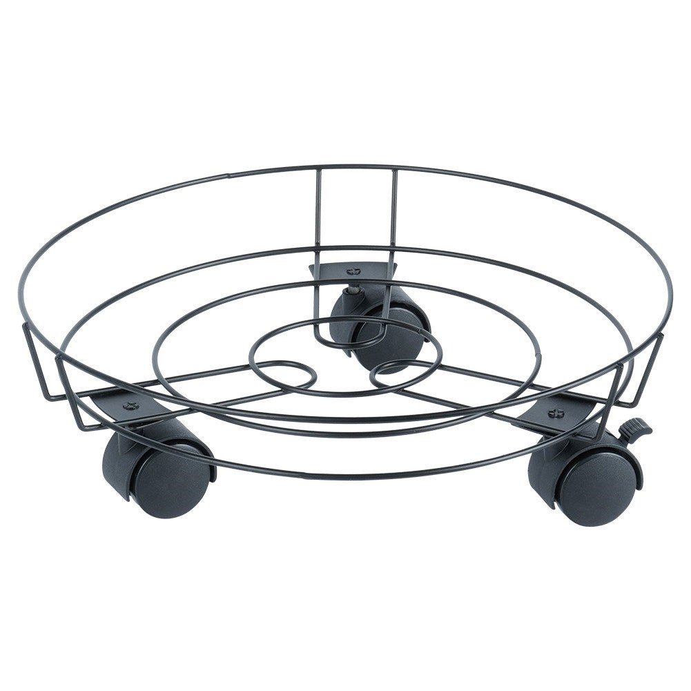Practical and robust flower pot on wheels with wheel locking