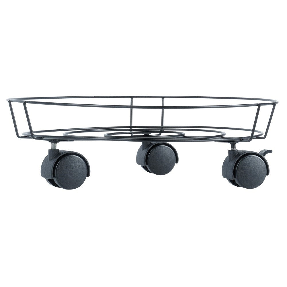 Practical and robust flower pot on wheels with wheel locking