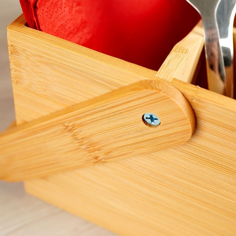 Practical bamboo box with 4 compartments for cutlery and spices