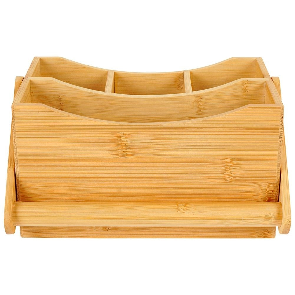 Practical bamboo box with 4 compartments for cutlery and spices