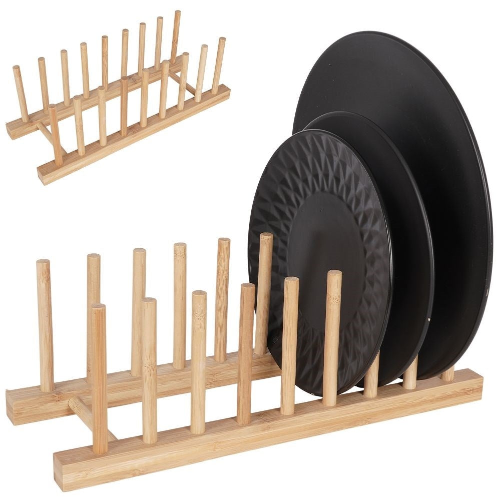Practical bamboo organizer for plates - easy and fast!