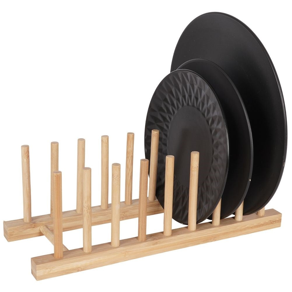 Practical bamboo organizer for plates - easy and fast!