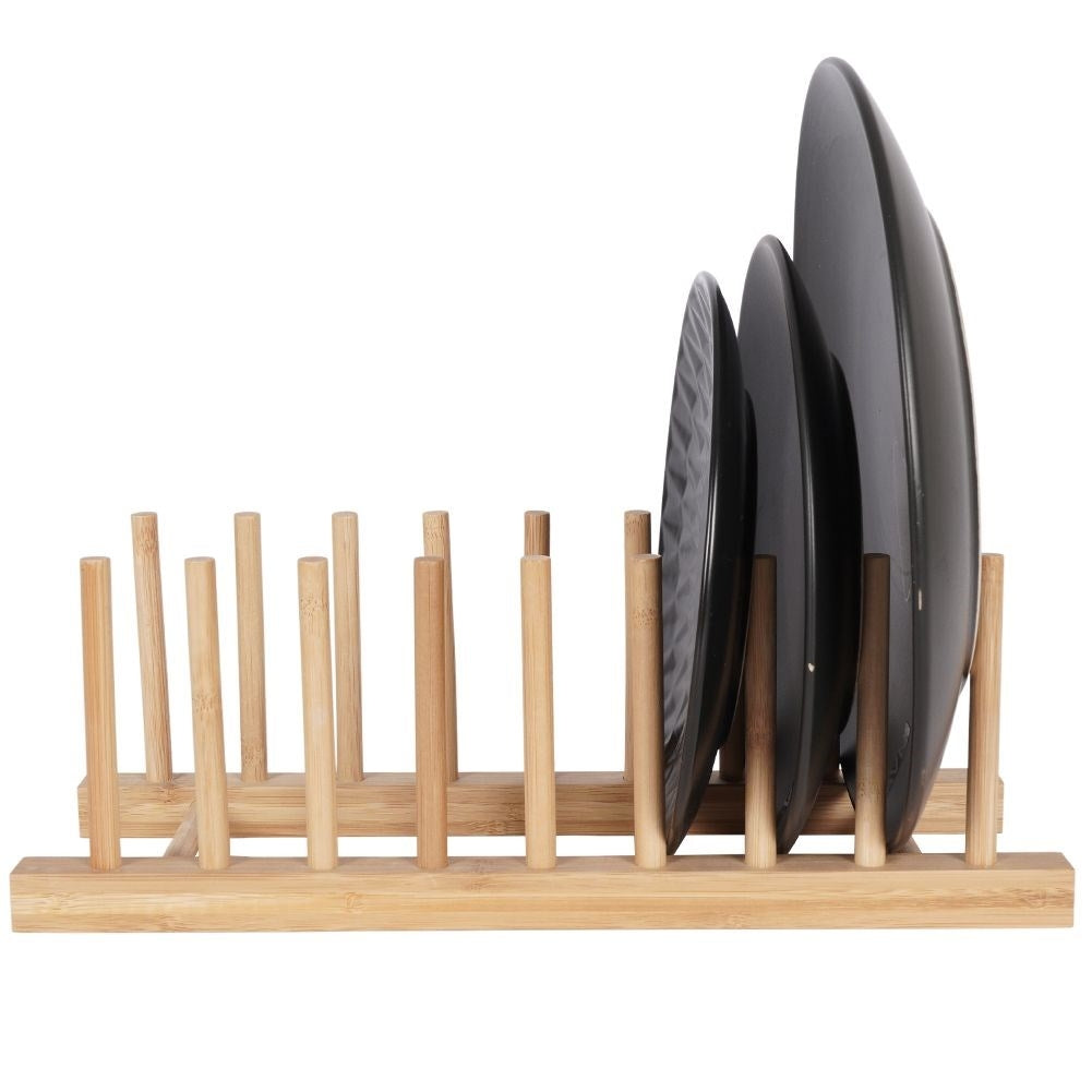 Practical bamboo organizer for plates - easy and fast!