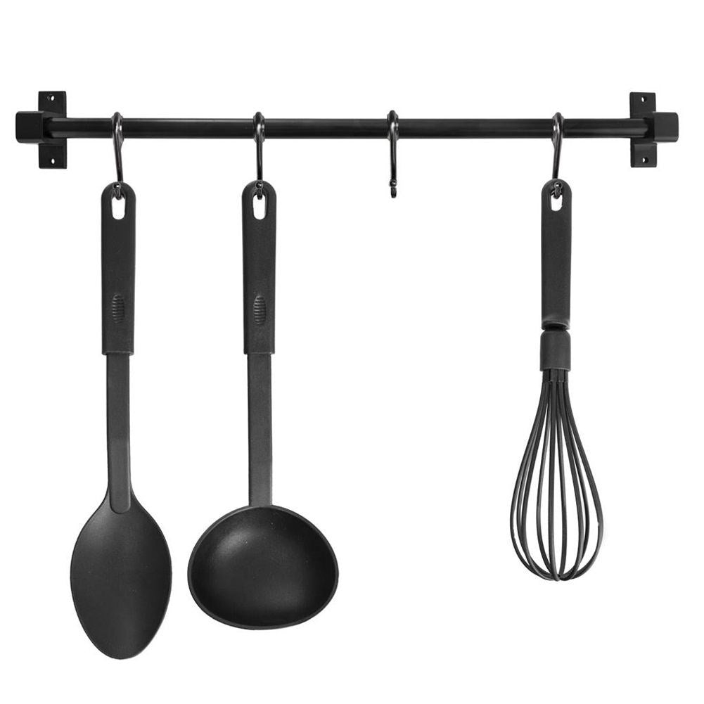 Practical black aluminum kitchen utensil hanger
