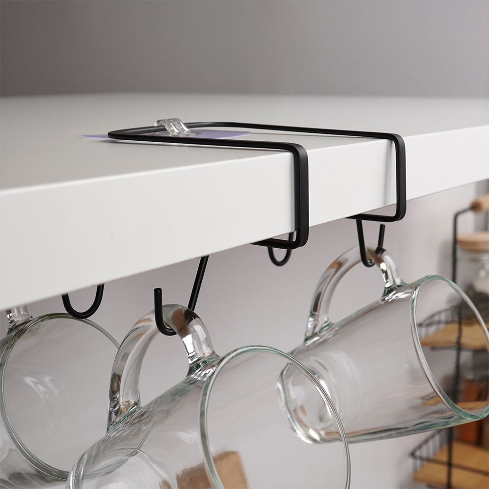 Practical black kitchen hanger for cups - easy installation