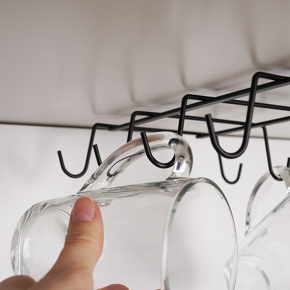 Practical black kitchen hanger for cups - easy installation