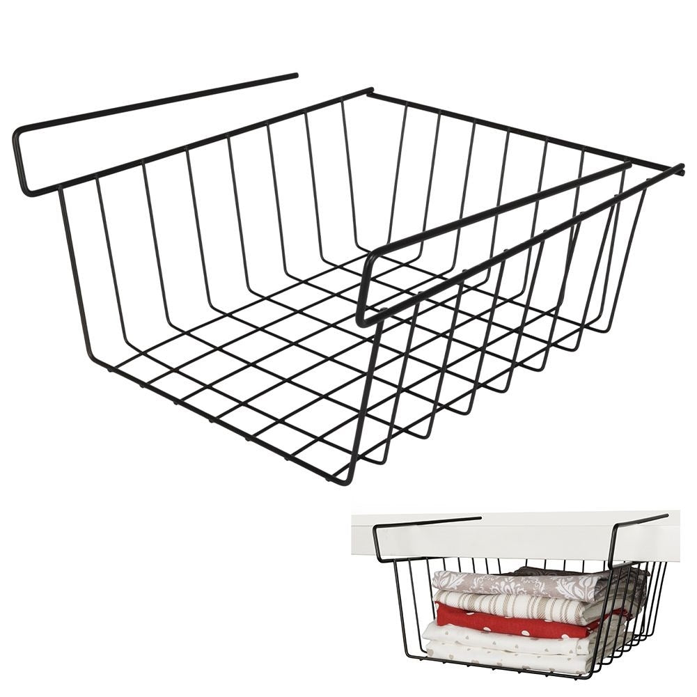 Practical black metal basket for extra hanging storage