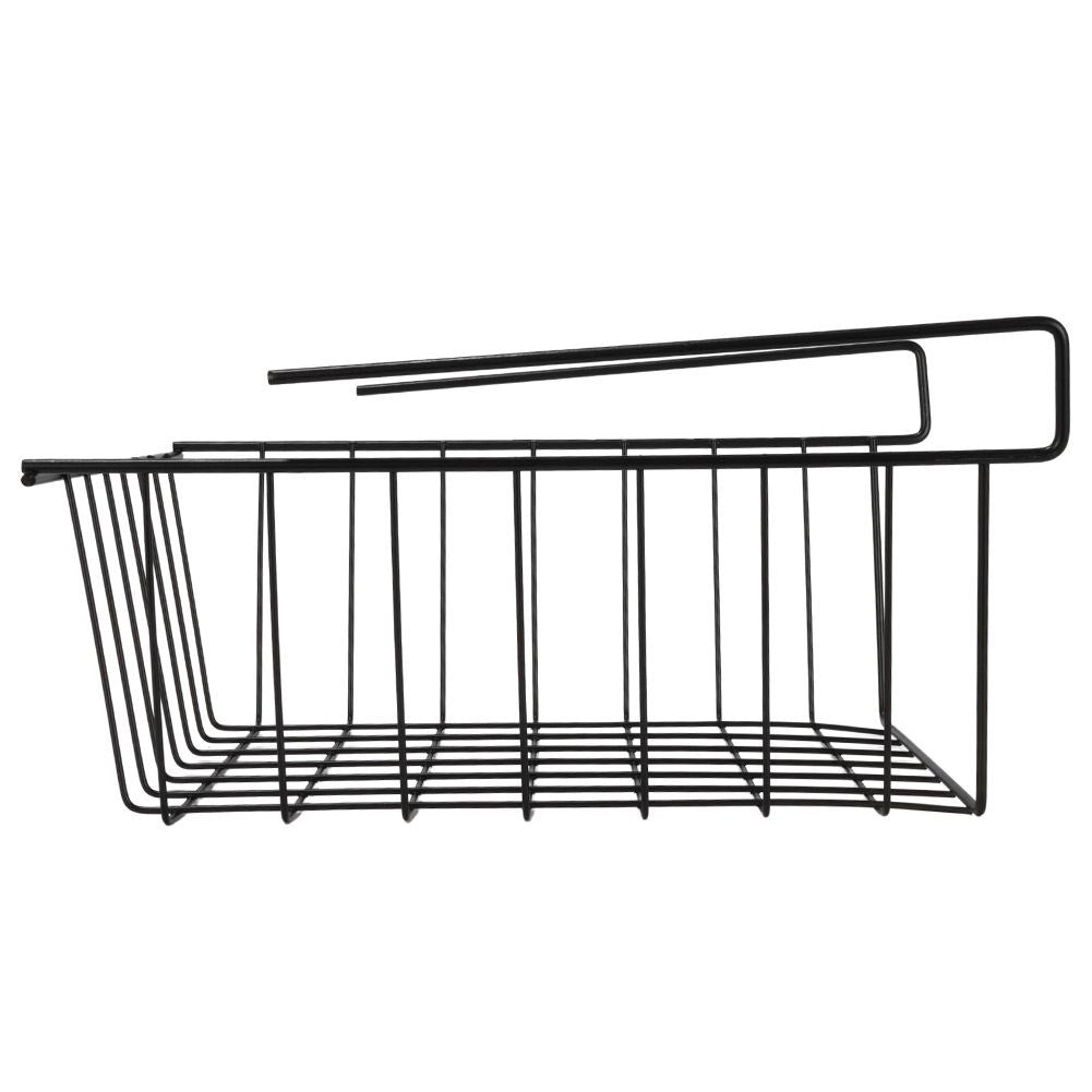 Practical black metal basket for extra hanging storage