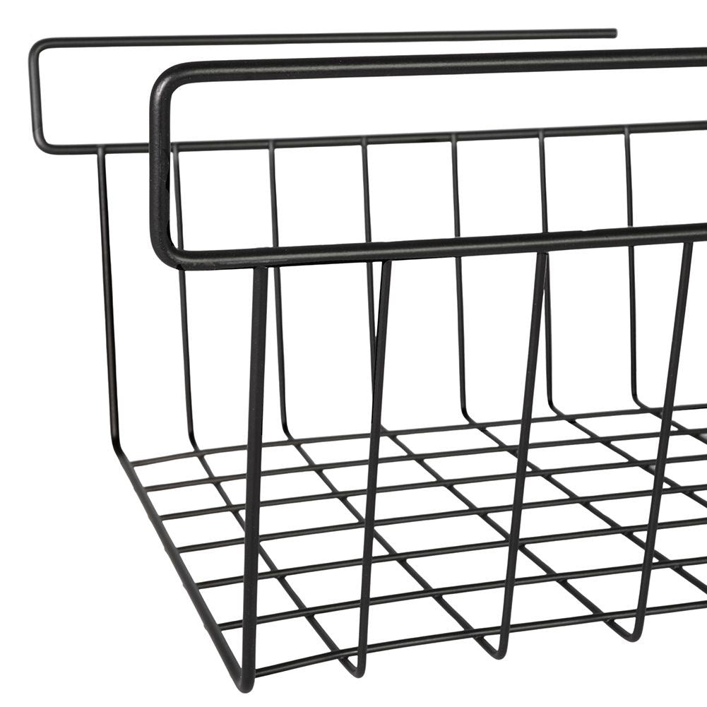 Practical black metal basket for extra hanging storage