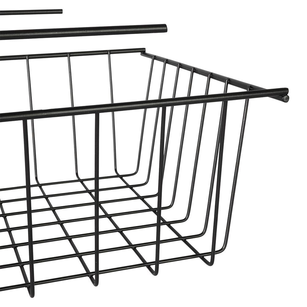 Practical black metal basket for extra hanging storage