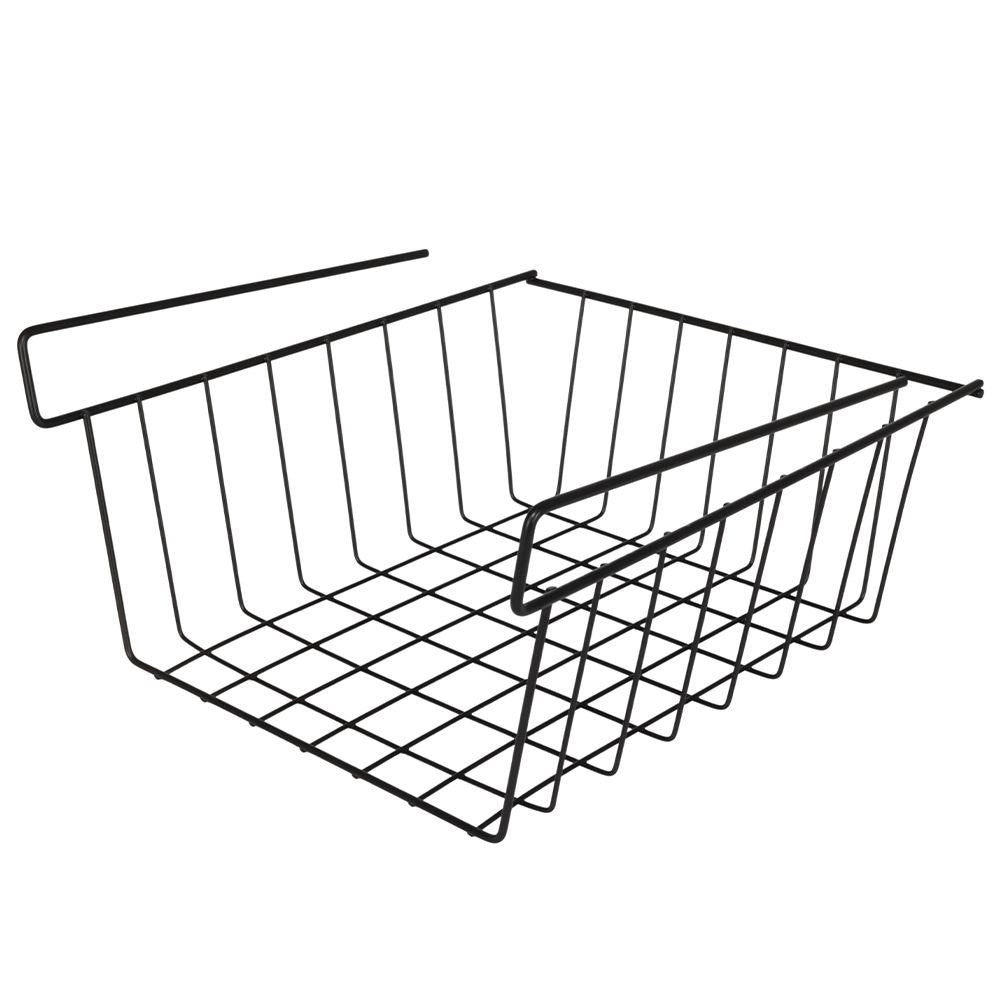 Practical black metal basket for extra hanging storage