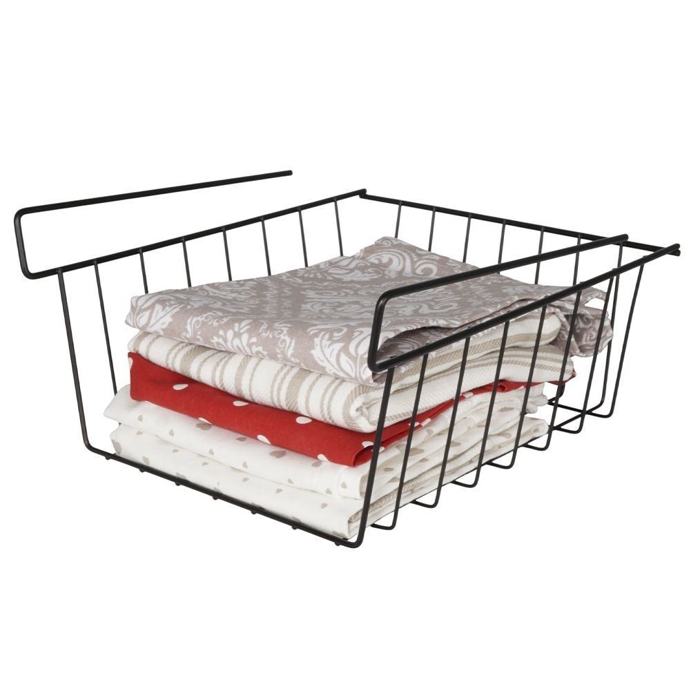 Practical black metal basket for extra hanging storage