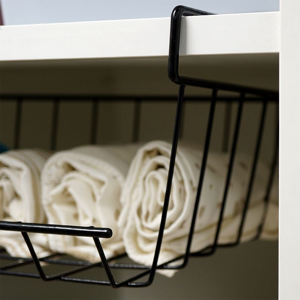 Practical black metal basket for extra space under the shelf