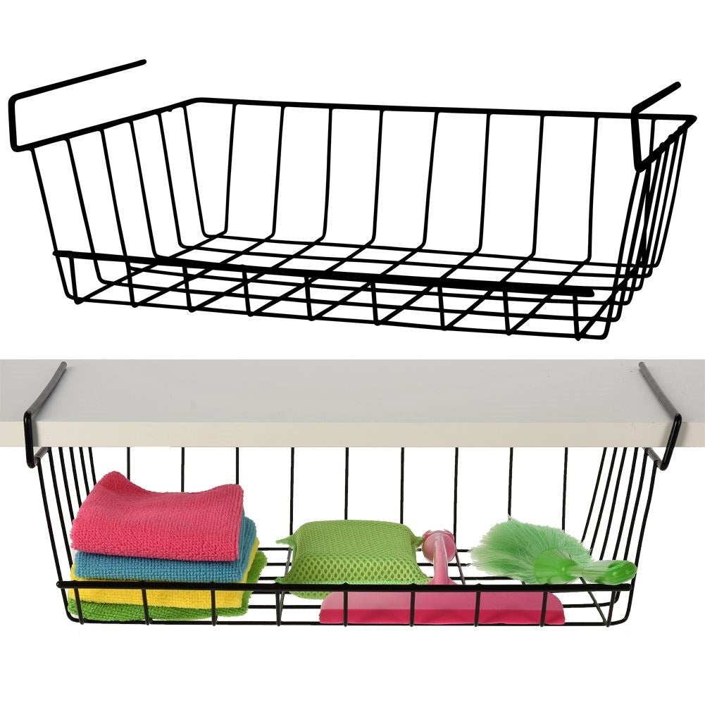 Practical black metal basket for extra space under the shelf
