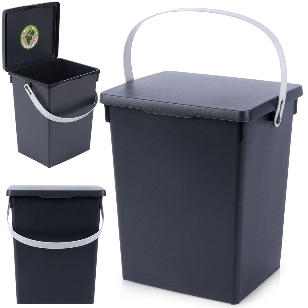 Practical black storage box 5.5L with lid and handle