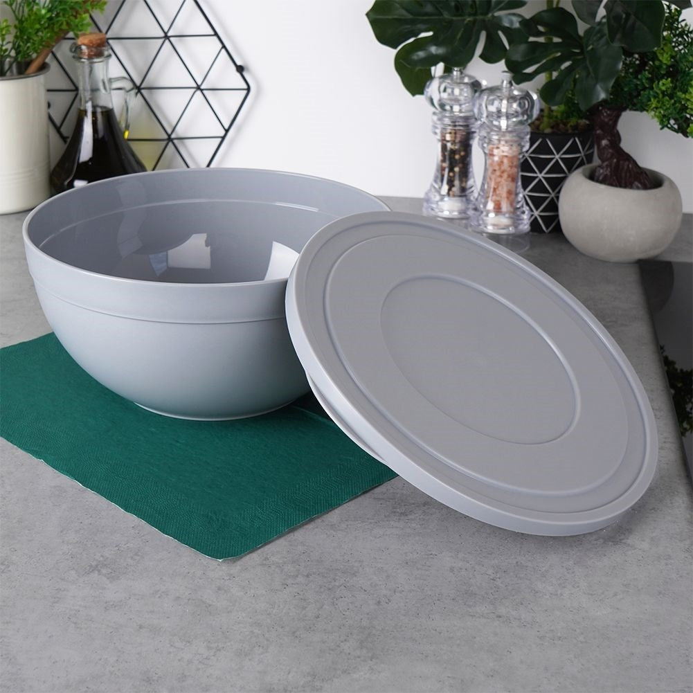 Practical bowl with tight-fitting lid for kitchen needs