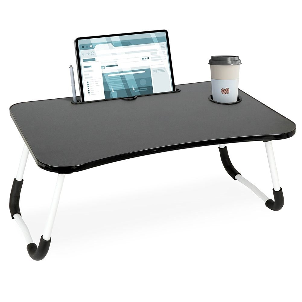Practical breakfast table for the bed with space for a tablet