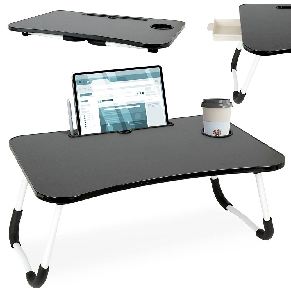 Practical breakfast table for the bed with space for a tablet