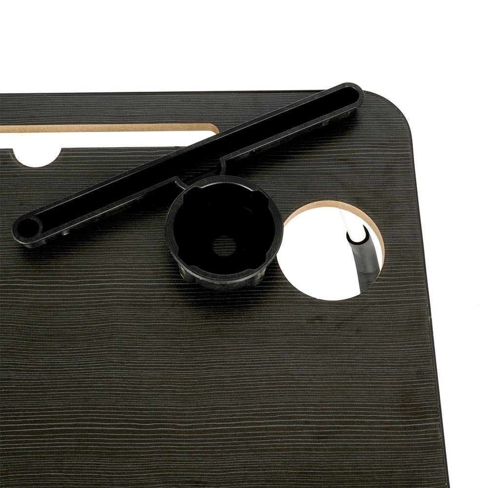 Practical breakfast table for the bed with space for a tablet