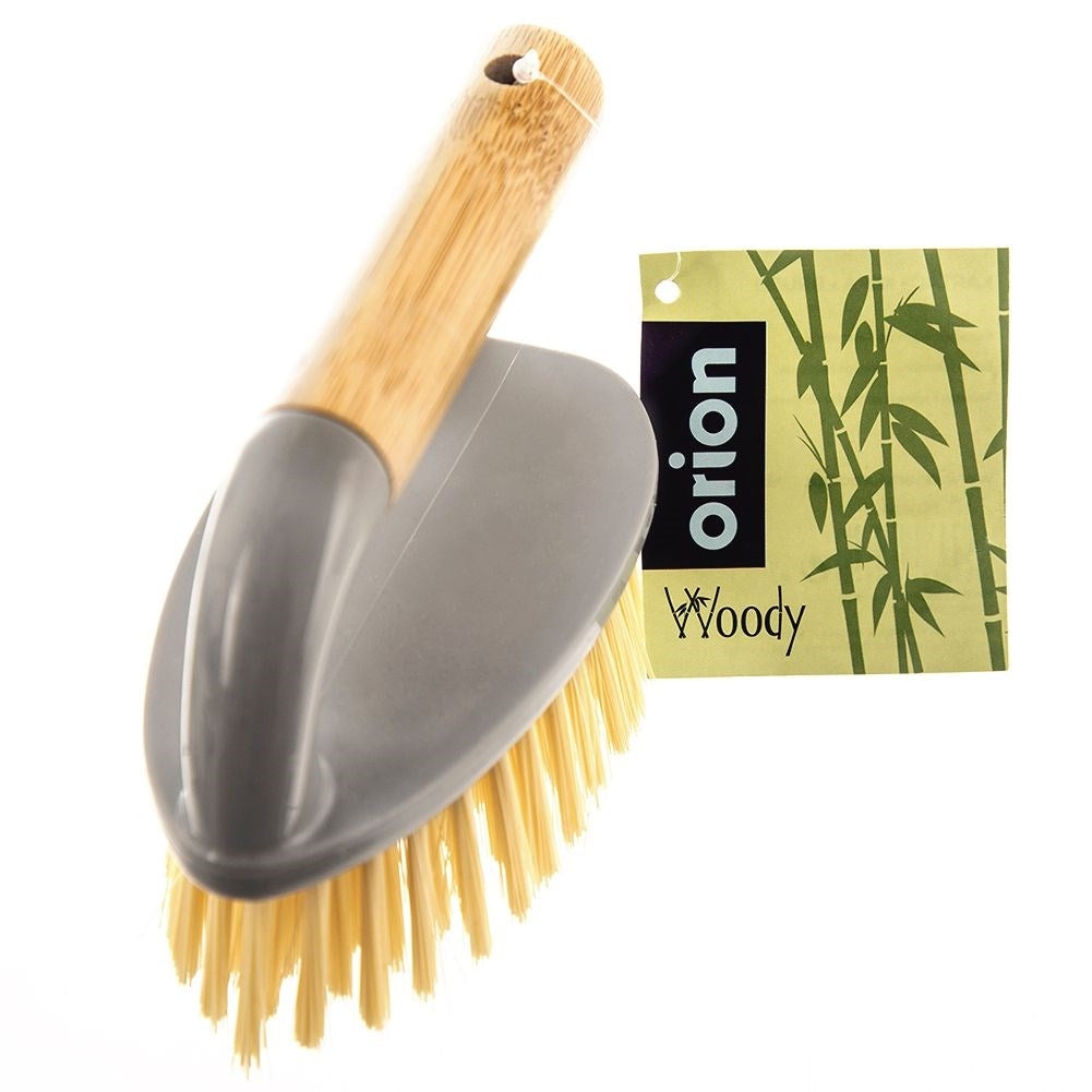 Practical brush for the home with comfortable bamboo handle