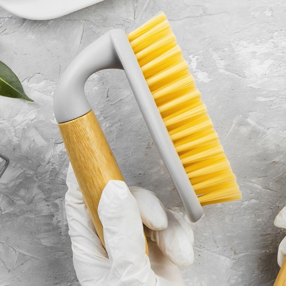 Practical brush for the home with comfortable bamboo handle