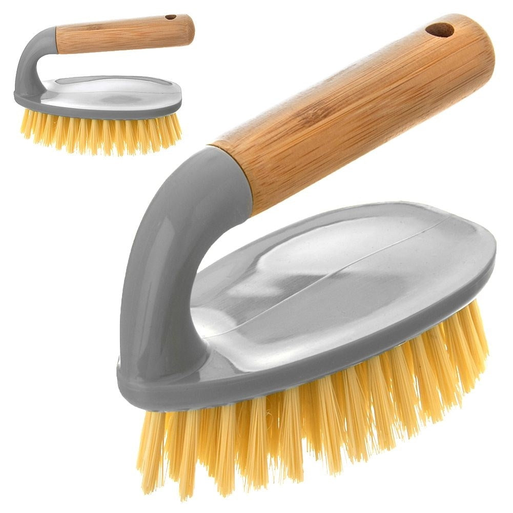 Practical brush for the home with comfortable bamboo handle