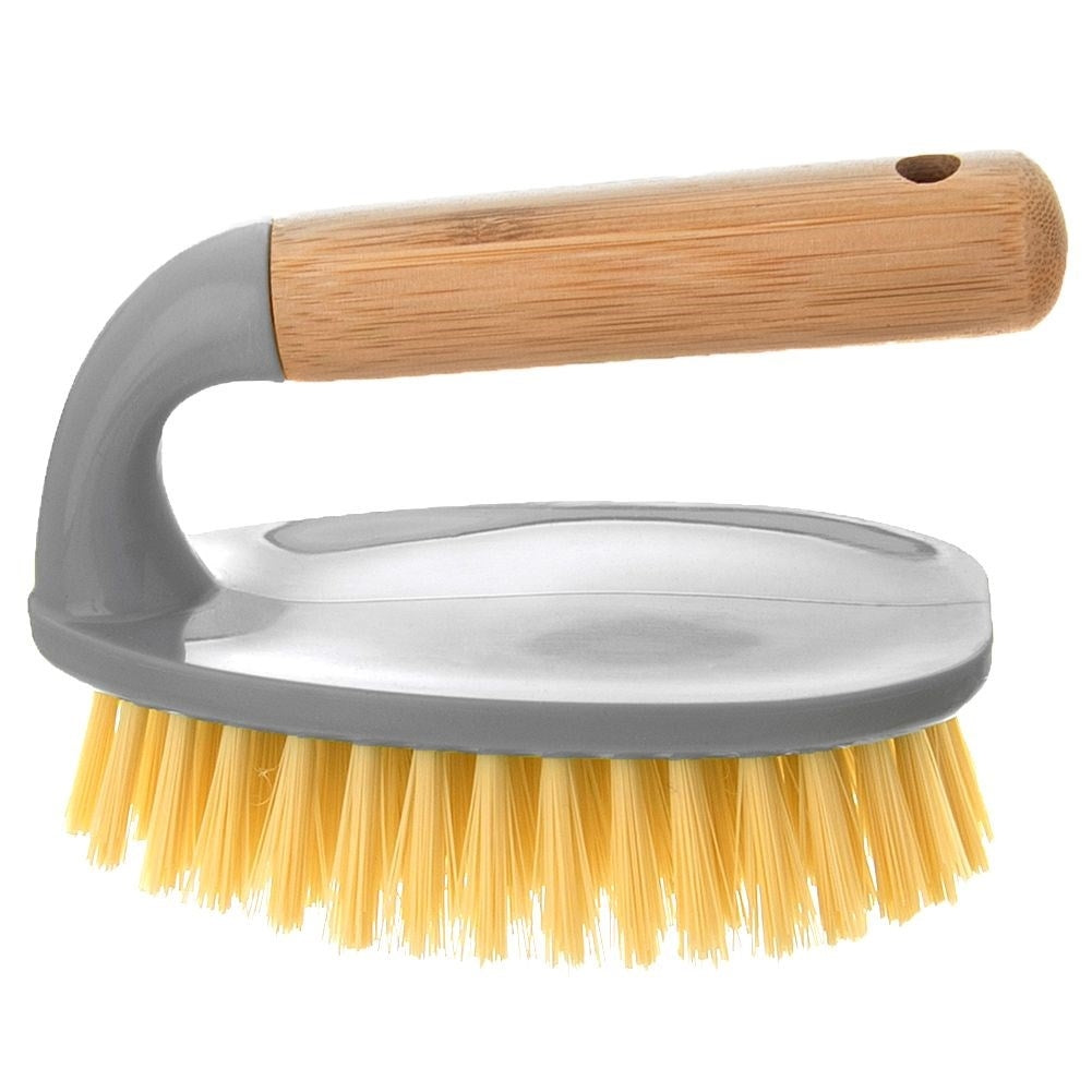 Practical brush for the home with comfortable bamboo handle