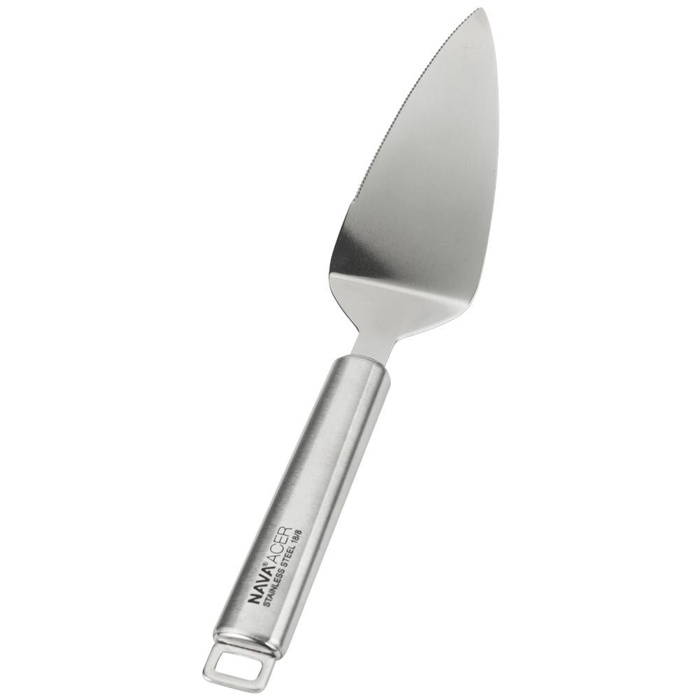 Practical cake shovel with sharp serrated knife edge