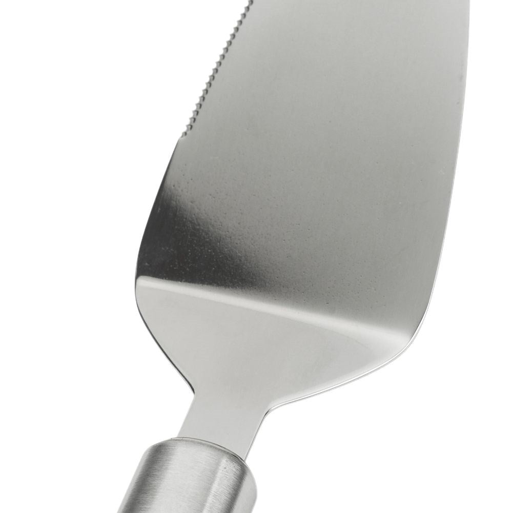 Practical cake shovel with sharp serrated knife edge