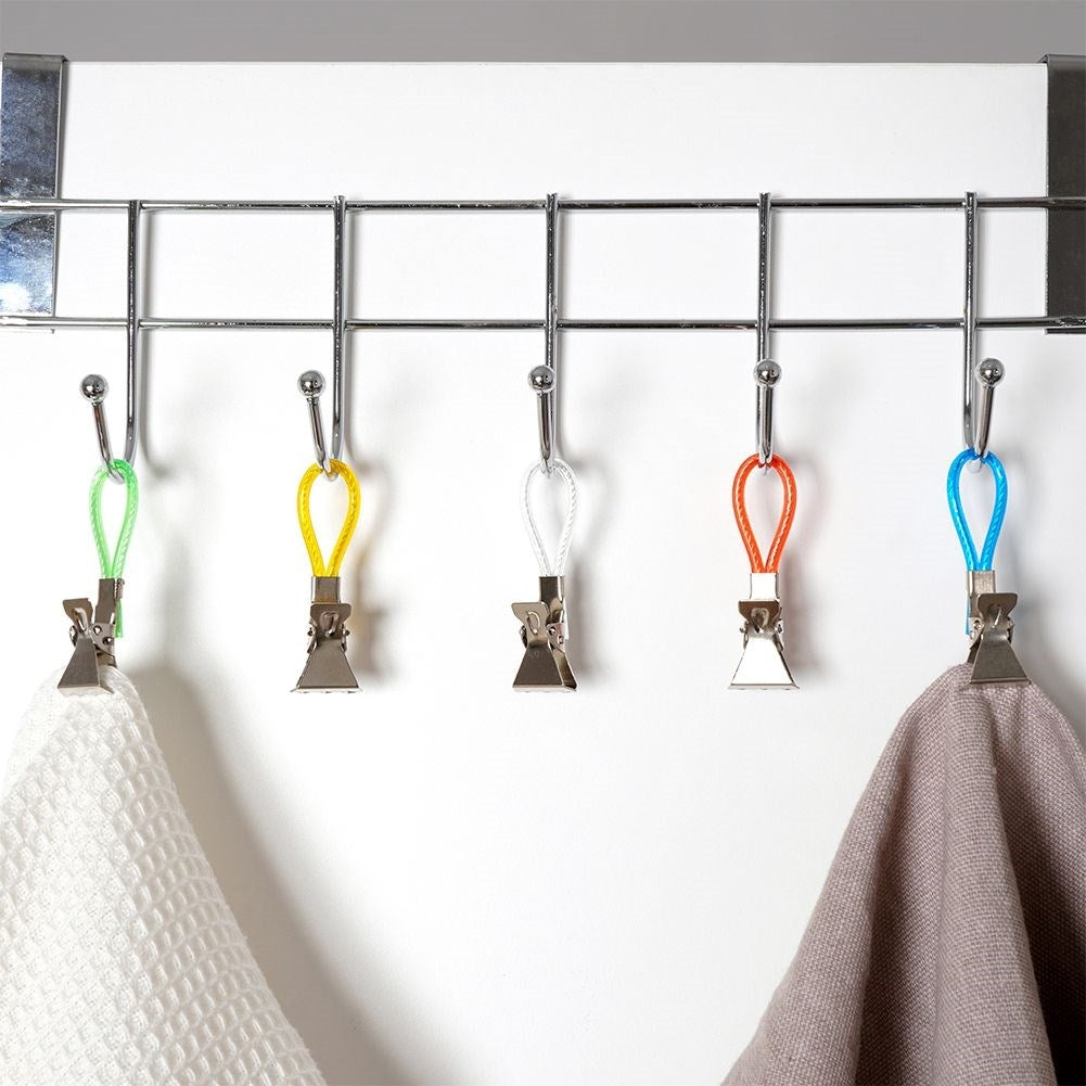 Practical clips for towels and dishcloths - 5-pack