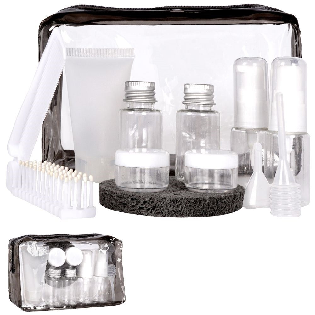 Practical cosmetics with sponge, brush and resealable bag