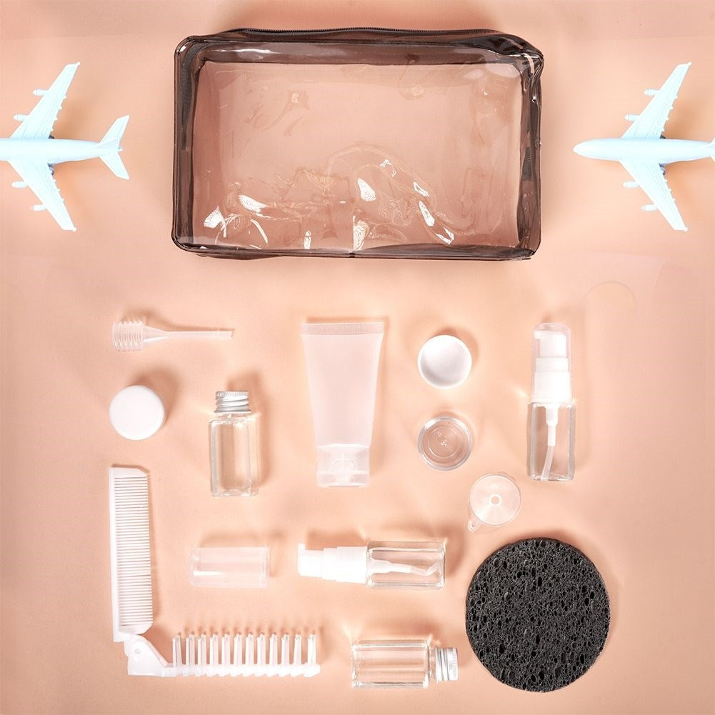 Practical cosmetics with sponge, brush and resealable bag