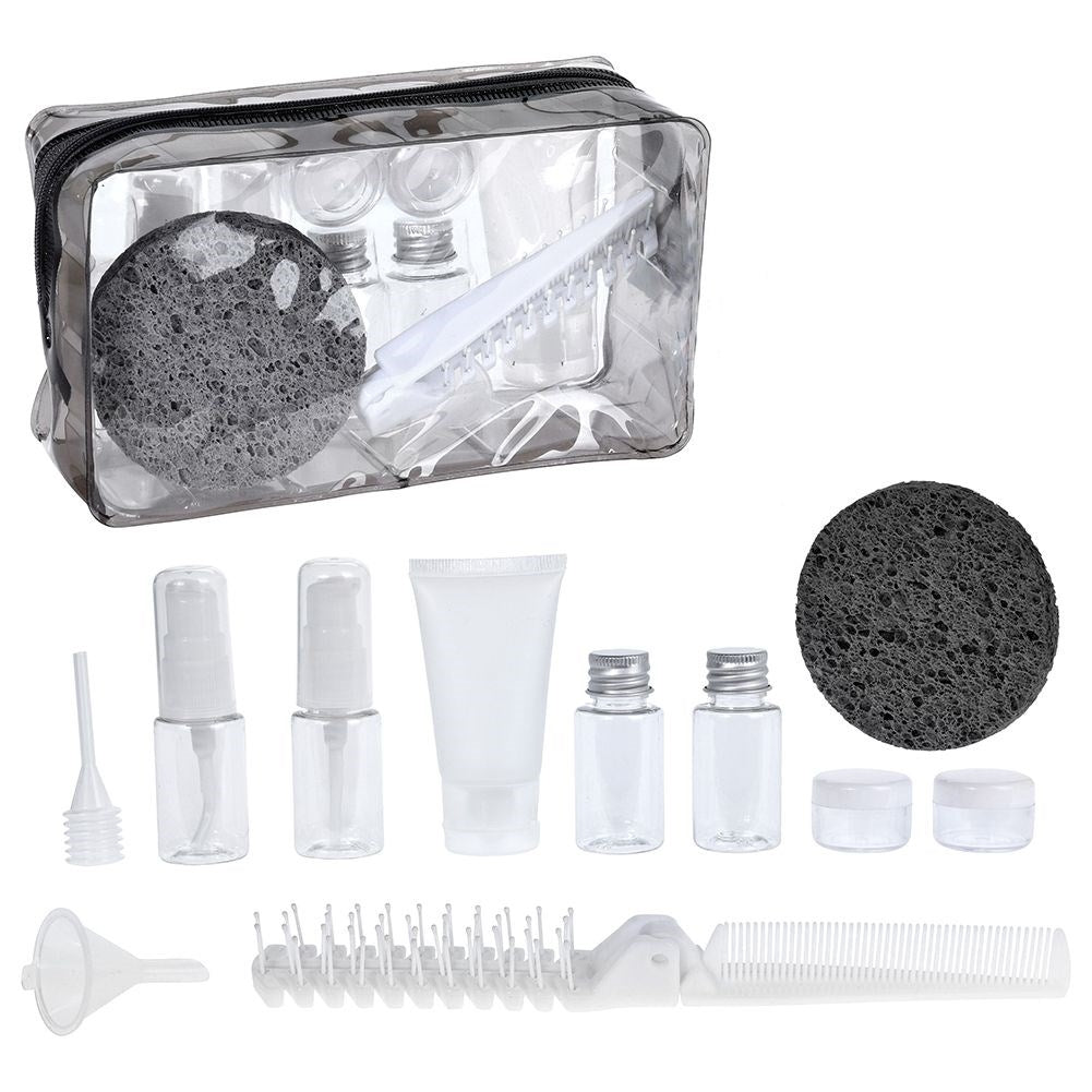Practical cosmetics with sponge, brush and resealable bag