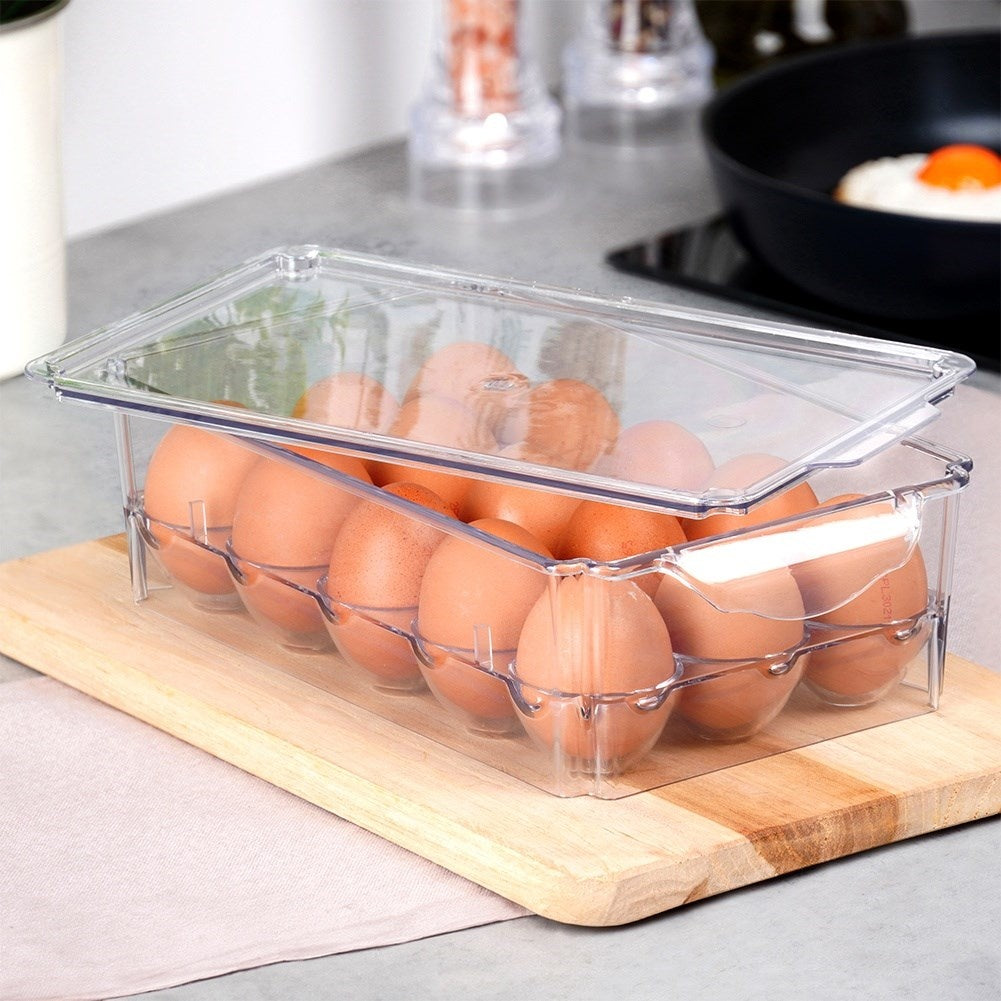 Practical egg storage with lid - holds up to 15 eggs