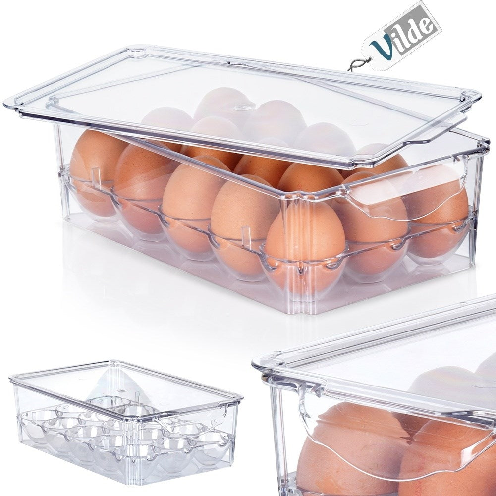 Practical egg storage with lid - holds up to 15 eggs