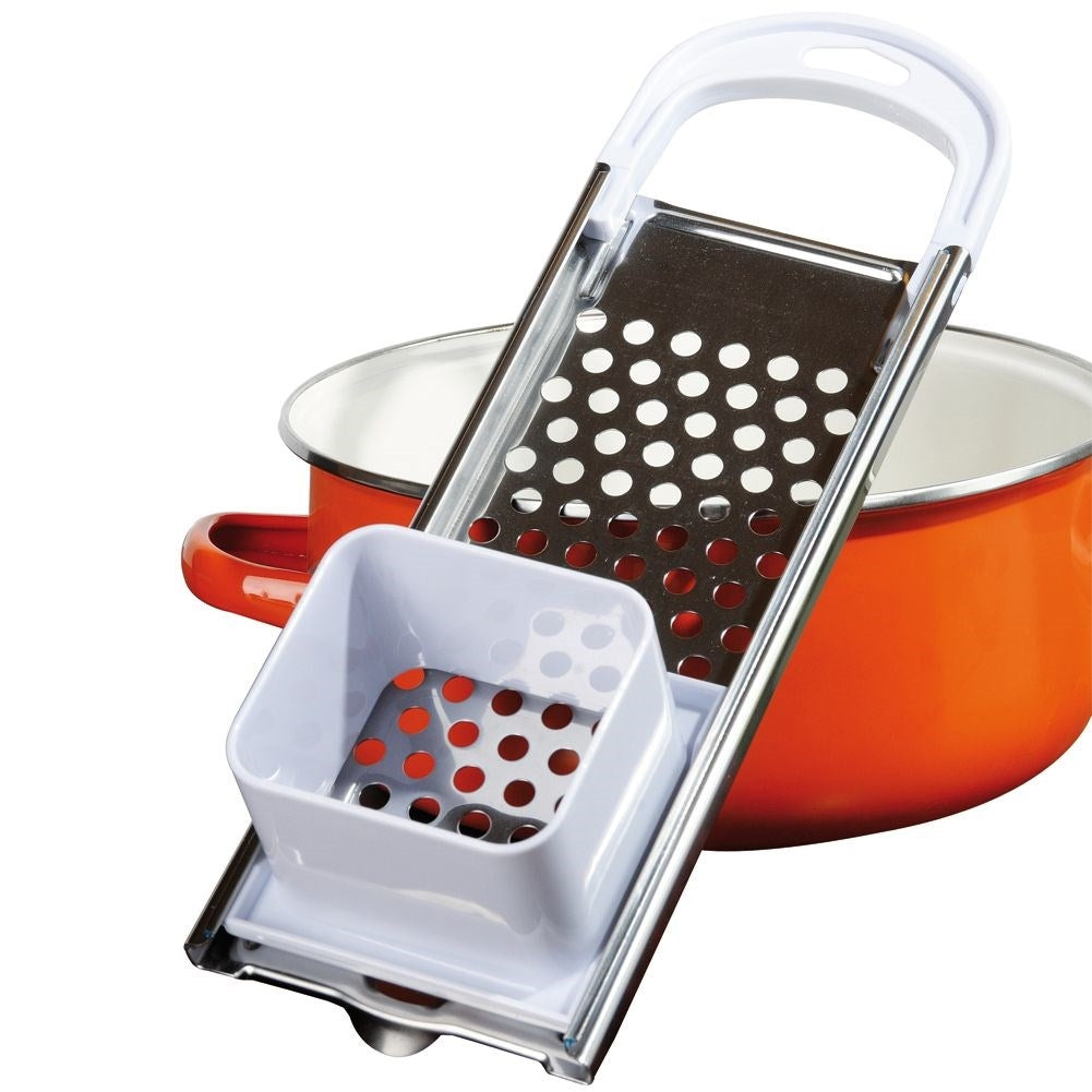 Practical grater for gnocchi and noodles in stainless steel