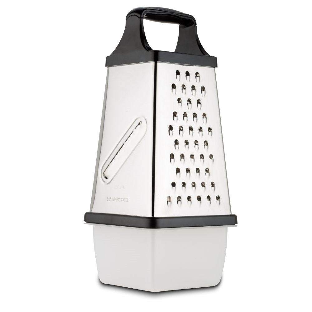 Practical grater with four blades and container for different food items