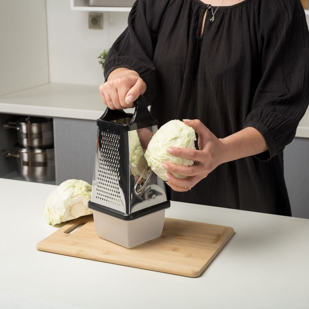 Practical grater with four blades and container for different food items