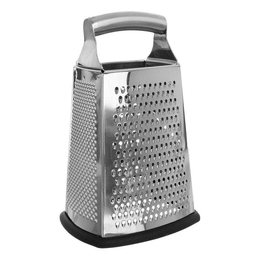 Practical grater with four blades and non-slip base
