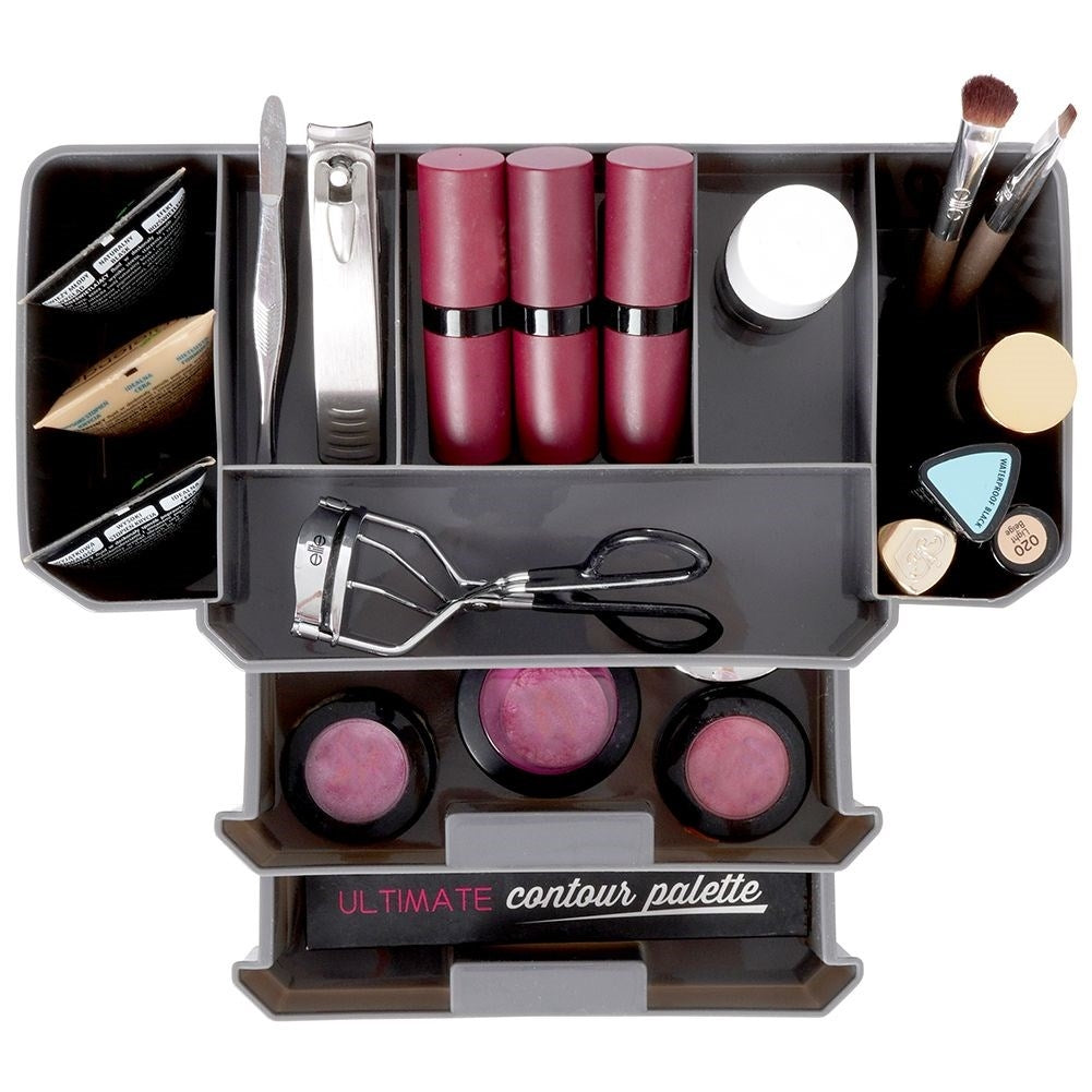 Practical gray makeup organizer with three storage levels
