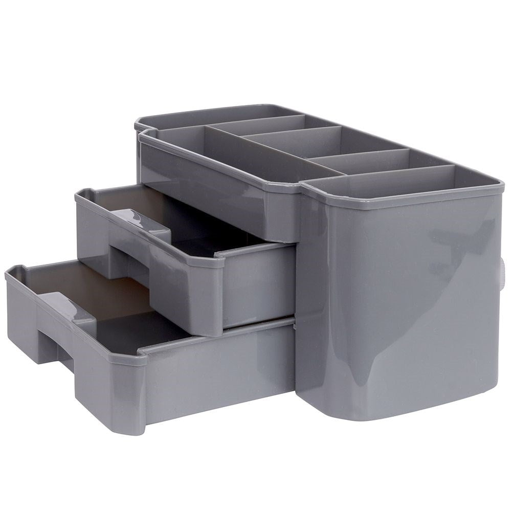 Practical gray makeup organizer with three storage levels