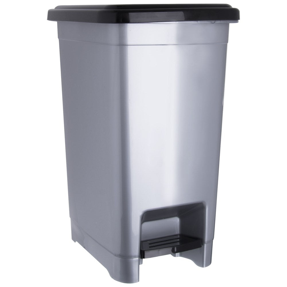 Practical gray pedal bucket with handle for garbage bag