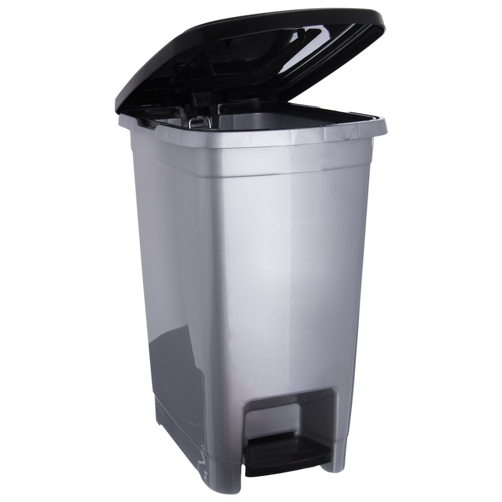 Practical gray pedal bucket with handle for garbage bag
