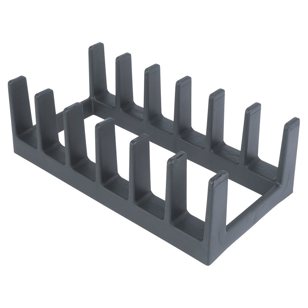 Practical gray plastic organizer for plates and lids