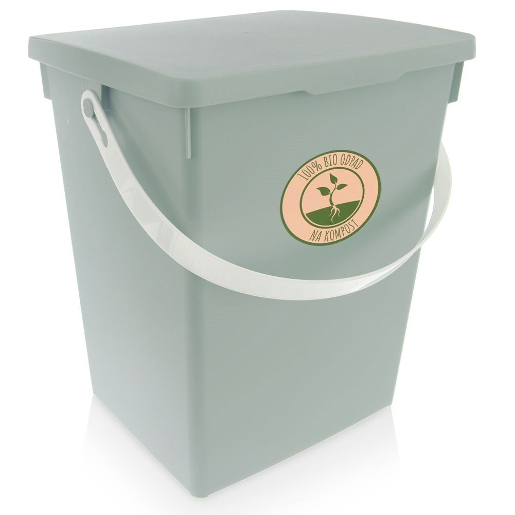 Practical green storage box 5.5L with folding lid and handle