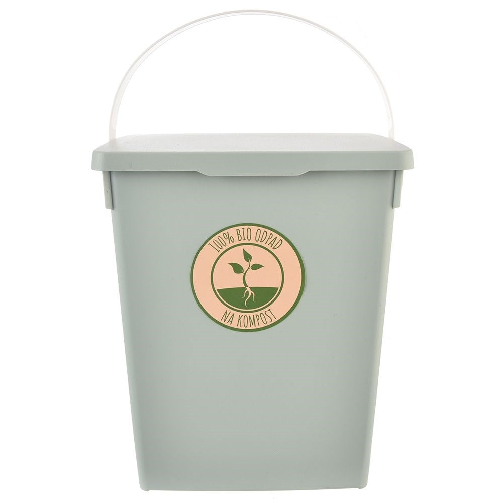 Practical green storage box 5.5L with folding lid and handle
