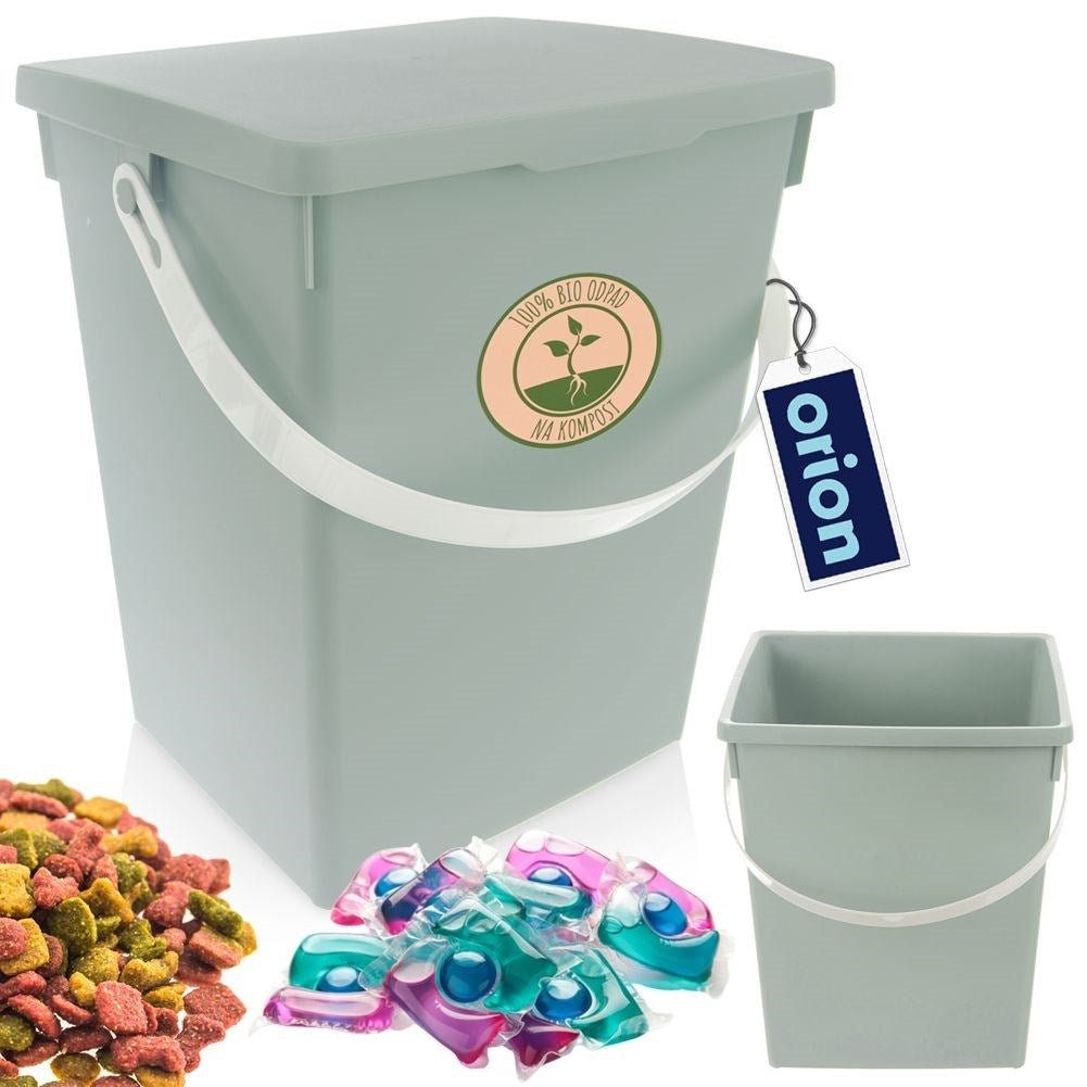 Practical green storage box 5.5L with folding lid and handle