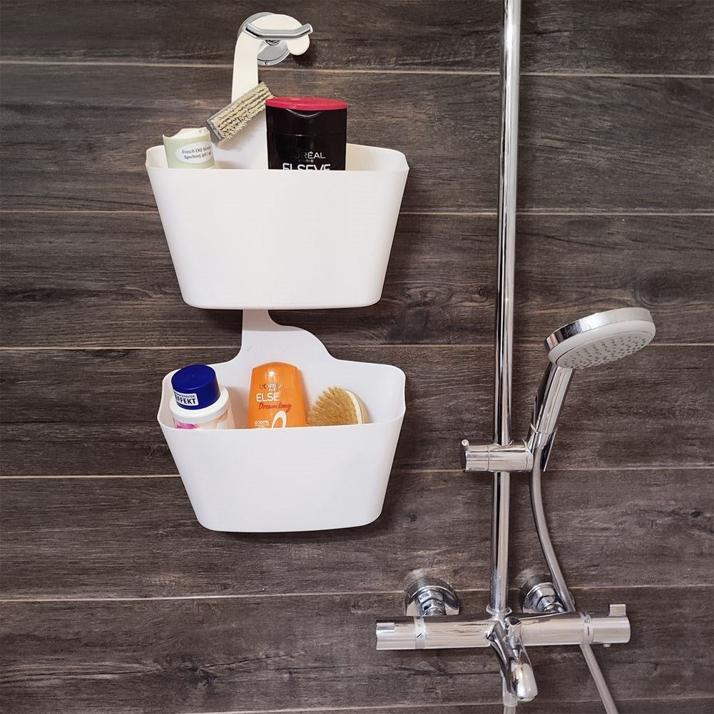 Practical hanging basket organizer in white plastic for order
